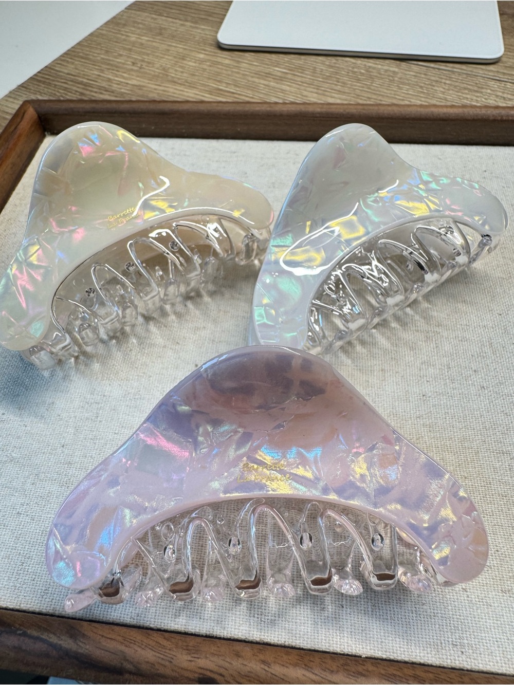 Iridescent Pearl Hair Claw Clip - set of 3